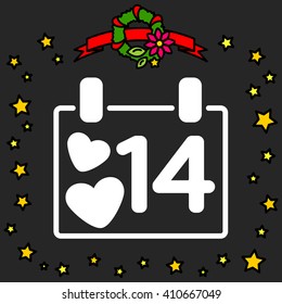 Web line icon. Valentine's Day, calendar