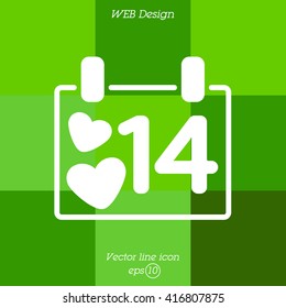 Web line icon. Valentine's Day, calendar