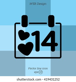 Web line icon. Valentine's Day, calendar