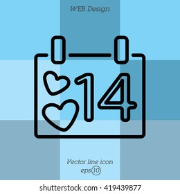Web line icon. Valentine's Day, calendar