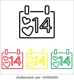 Web line icon. Valentine's Day, calendar