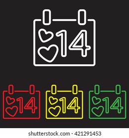 Web line icon. Valentine's Day, calendar