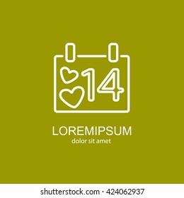 Web line icon. Valentine's Day, calendar