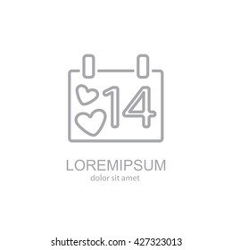 Web line icon. Valentine's Day, calendar
