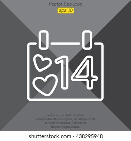 Web line icon. Valentine's Day, calendar