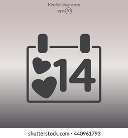 Web line icon. Valentine's Day, calendar
