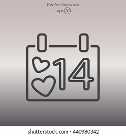 Web line icon. Valentine's Day, calendar