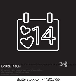 Web line icon. Valentine's Day, calendar