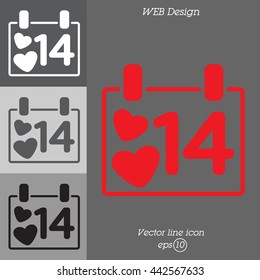 Web line icon. Valentine's Day, calendar