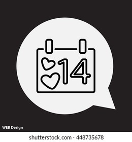Web line icon. Valentine's Day, calendar
