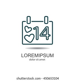 Web line icon. Valentine's Day, calendar