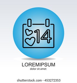 Web line icon. Valentine's Day, calendar