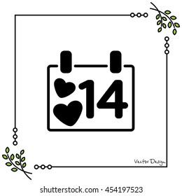 Web line icon. Valentine's Day, calendar