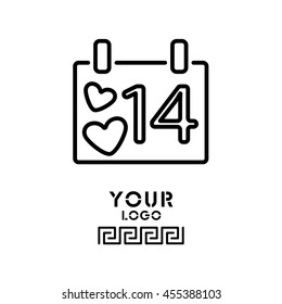 Web line icon. Valentine's Day, calendar