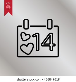 Web line icon. Valentine's Day, calendar