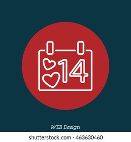 Web line icon. Valentine's Day, calendar