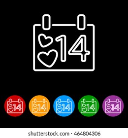 Web line icon. Valentine's Day, calendar