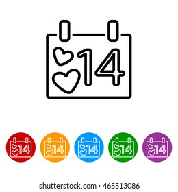 Web line icon. Valentine's Day, calendar