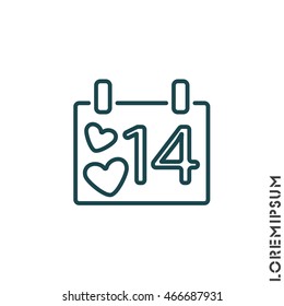 Web line icon. Valentine's Day, calendar