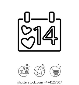 Web line icon. Valentine's Day, calendar