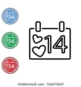 Web line icon. Valentine's Day, calendar