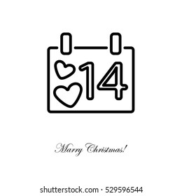 Web line icon. Valentine's Day, calendar