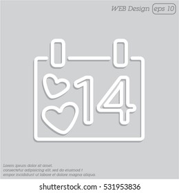 Web line icon. Valentine's Day, calendar