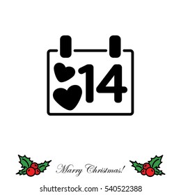 Web line icon. Valentine's Day, calendar