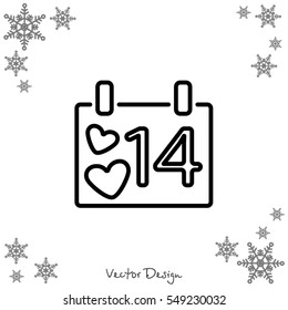 Web line icon. Valentine's Day, calendar