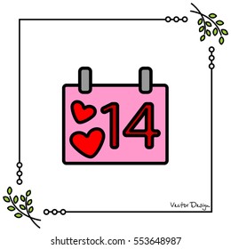 Web line icon. Valentine's Day, calendar