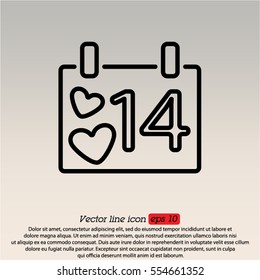 Web line icon. Valentine's Day, calendar
