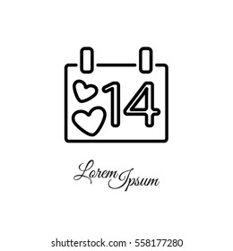 Web line icon. Valentine's Day, calendar