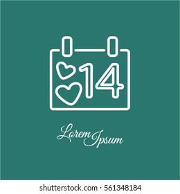 Web line icon. Valentine's Day, calendar