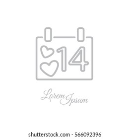 Web line icon. Valentine's Day, calendar