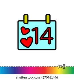 Web line icon. Valentine's Day, calendar