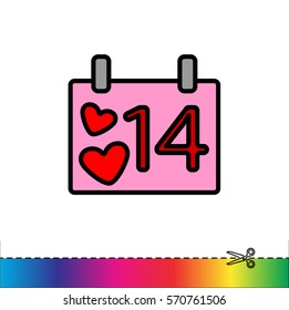Web line icon. Valentine's Day, calendar