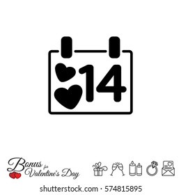 Web line icon. Valentine's Day, calendar