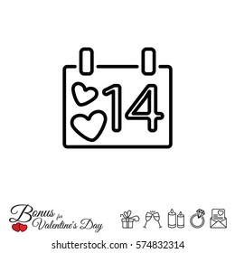 Web line icon. Valentine's Day, calendar
