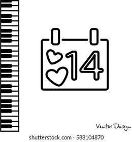 Web line icon. Valentine's Day, calendar