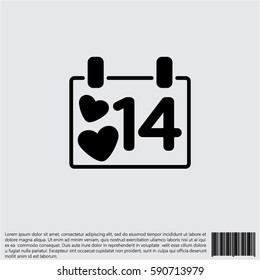 Web line icon. Valentine's Day, calendar
