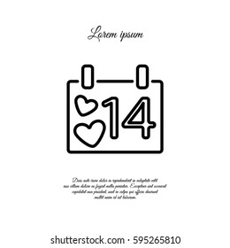 Web line icon. Valentine's Day, calendar