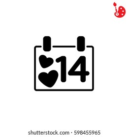 Web line icon. Valentine's Day, calendar