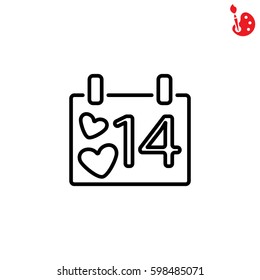 Web line icon. Valentine's Day, calendar