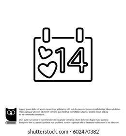 Web line icon. Valentine's Day, calendar