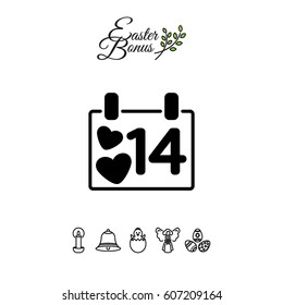 Web line icon. Valentine's Day, calendar