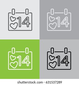 Web line icon. Valentine's Day, calendar
