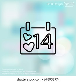 Web line icon. Valentine's Day, calendar
