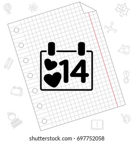 Web line icon. Valentine's Day, calendar