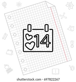 Web line icon. Valentine's Day, calendar