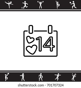 Web line icon. Valentine's Day, calendar